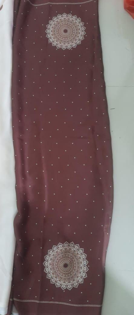 Satin Silk Printed Kaftan Saree With Unstitched Blouse