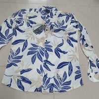 Men's Printed Regular Collar Casual Shirt Cream & Navy Blue
