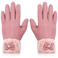 Women's Winter Warm Gloves with Cute Bow & Touched Screen