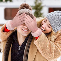 Women's Winter Warm Gloves with Cute Bow & Touched Screen